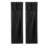 Nuevos calcetines altos hasta la rodilla o media pantorrilla de Loufu para mujer, estilo coreano, diseño ligero y moderno, con cordón para ajustar la pierna, de PU, para principios de otoño.