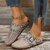 Pantuflas de algodón y lino estilo étnico sin cordones para mujer, zapatos cómodos y antideslizantes para exteriores, pantuflas holgazanas transpirables para primavera y verano