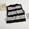 Estilo Hong Kong Chic Listrado Regata Feminina Verão Novo Estilo Doce e Apimentado Pura Luxúria Sexy Sem Mangas Interior Camiseta Curta Top da Moda