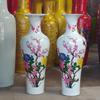 Jarrón de piso de Jingdezhen Peonía Roja botella de piso Guanyin festivo rojo chino regalo decoración