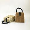 Caixa Quadrada Férias Imitação de Rattan Bolsa de Mão Verão Trapézio Ombro Bolsa Feminina Bolsa Transversal Bolsa de Palha Tecida Bolsa Tecida Litoral