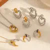 Pendientes Populares de Acero de Titanio en Forma de Media Luna Estilo Ins Europeo y Americano para Mujer Diseño de Nicho Pendientes Elegantes de Acero Inoxidable Dorado y Plateado