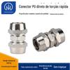 Nuoheng fabricante KLU latão niquelado de duas cabeças torção rápida em linha reta através de cobre de duas cabeças tubo de porca de travamento conector rápido
