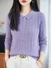 Suéter fino de punto trenzado de lana de 6 costillas para mujer con cuello alto, con un diseño de trenzado tridimensional, estilo vintage y mangas largas, perfecto para el trabajo o como prenda para usar en capas.