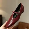 Zapatos retro Mary Jane de cuero franceses para mujer, otoño e invierno 2026, estilo británico, versátiles, tacón grueso, tira en T, punta cuadrada, zapatos de un solo color