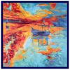 90cm sarja estampada nova pintura a óleo Van Gogh Navio no mar Lenço quadrado lenço xale turbante lenço atacado