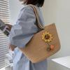 Bolso de Verano Transfronterizo para Mujer Urbano Sencillo Estilo Coreano Estilo Ins Bolso de Hombro de Paja Playa Portátil Bolso Tote Tejido