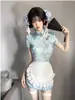 Tamanho Plus Novo Estilo Chinês Novo Cheongsam Chinês Vestido Lolita Japonês Lolita Roupa de Avental de Empregada