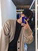 Americana Nova Cor Sólida Retrô Malha Jaqueta Cardigan Outono e Inverno Nova Moda Coreana Casual Outer Wear Estilo Preguiçoso