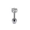 Fornecedor Fabricante Aço Inoxidável Redondo Quatro Garras Haltere Zircônia com Diamantes, Pregos Osso da Orelha, Joias para Piercing Atacado