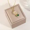Novo Pingente de Colar Popular Full Zircônio Coreano e Japonês Transfronteiriço Design de Nicho Versátil Aço Titânio Joia da Moda para Mulheres
