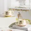 Juego de Taza y Platillo de Cerámica Estilo Francés de Alta Gama, Caja de Regalo para Bodas, Juego de Tazas para el Hogar