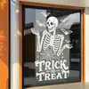 Decoraciones de Halloween: Pegatinas electrostáticas para puertas y ventanas de vidrio con calavera y murciélago blancos para crear una atmósfera festiva en centros comerciales