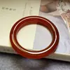 Pulsera de calcedonia roja natural para mujer pulsera de ágata de hielo pulsera de jade rojo de los Estados Combatientes pulsera redonda fina de belleza productos genuinos estilo chino hanfu