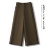Pantalones Casuales Cortos para Mujer 2025 Primavera y Otoño Nuevo Estilo Azul Marino Algodón Tencel Pantalones de Pierna Ancha Cintura Alta Sueltos Adelgazantes Pierna Recta