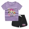 2023 Verão Infantil Gola Redonda Camiseta Calças Quentes Coreano Casual Base Camisa Suor-absorvente Doce Conjunto de Camiseta Infantil