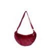 Nova Bolsa Cruzada Casual Japonesa e Coreana Outono e Inverno 2024 Cor Doce Moda Bolsa Bolinho Pelo Sintético de Vison Bolsa de Axila