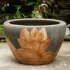 Jarrón de Tanque de Peces Dorados de Cerámica Jingdezhen para Loto Nenúfar Tortuga Koi Caligrafía y Pintura Tanque Tanque de Agua Extra Grande Patio Sala de Estar