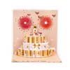Nuevas tarjetas de felicitación musicales 3D de pastel de cumpleaños tridimensionales pueden soplar velas era digital se pueden combinar libremente
