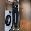 Jeans de Pierna Ancha con Costuras en Contraste para Mujer Tallas Grandes Chica Gordita Primavera y Otoño Cintura Alta Sueltos Dagging Estrechos Casual