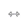 Pendientes de botón de plata con circonita cuadrada en forma de cruz, Sparkle Estrellado, Pendientes de moda minimalista, Pendientes de alta gama de lujo ligero
