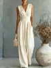 Mono elegante de mujer con cintura ceñida y escote en V, estilo cruzado europeo y americano, nuevo para primavera/verano 2026, Amazon