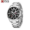 Reloj de Negocios Ofns para Hombre con Correa de Acero Cronógrafo de Seis Manecillas Calendario Casual Reloj de Cuarzo Luminoso Resistente al Agua Reloj con Patrón de Sol