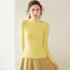 Suéter de Cashmere Baicaierong 2026 Outono/Inverno Feminino com Gola Meia Alta, Tricô de Lã com Design Versátil
