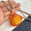 Pingente Domi Âmbar Otimizado Puro Corrente para Suéter Buda Maitreya Pingente de Âmbar Bruto Colar de Âmbar Estilo Longo Masculino e Feminino