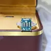 Anel Clássico Verde Corte Princesa Total Moissanite, Anel Feminino Fashion e Ousado, Novo Modelo Europeu e Americano Transfronteiriço Mais Vendido