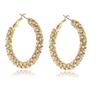 Aretes de círculo plateado roto granulado europeo y americano transfronterizo para mujer, diseño innovador, aretes redondos de pedrería, joyería al por mayor