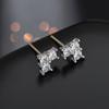 Pendientes Cuadrados de Amor Pendientes de Empalme Answer Incrustados Rubí Nano Diseño Pequeño Pendientes de Cristal Puntiagudos Aguja de Plata