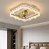 Nueva Luz de Ventilador Todo en Uno para el Hogar, Lujo Ligero y de Gama Alta para Sala de Estar y Restaurante, Estilo Gota de Agua Agrietada por Hielo, Luz de Ventilador de Techo Invisible