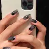 Uñas Postizas Vintage de Gama Alta con Degradado Estilo Europeo, Patrón de Tinta de Exportación, Uñas para el Día a Día que Realzan el Cutis, Lote Mixto de 24 Uñas Postizas