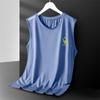 Colete masculino sem mangas com gola redonda, colete de seda gelada para corrida no verão, parte superior do corpo, colete esportivo de gelo, camiseta sem mangas de secagem rápida