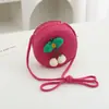 Nova Bolsa de Palha Infantil para Primavera e Verão, Porta-Moedas Girassol, Tampa Flip, Bolsa Pequena Transversal de Moda para Viagem na Praia para Menina