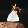 Gelatina Natural de Lichi Ágata Blanca Bolsa de la Suerte Colgante de Pata de Gato Pulsera de Ágata Blanca Hecha a Mano DIY Accesorios de Joyería de Gota Pequeña