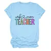 Esposa mãe professora Amazon eBay estação independente da moda versátil personalizada feminina gola redonda manga curta camiseta