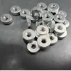 Porca serrilhada imperial com rosca 1/4*20, cabeça chata serrilhada, diâmetro externo 16MM, espessura 5MM, 2 lados chatos zincados em branco