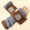 Guantes de Punto Cálidos y de Moda para Mujer de Otoño e Invierno, Guantes Cálidos para Exteriores de Medio Dedo con Hilo Acrílico y Diseño de Bloques de Color, Transfronterizo