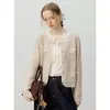 Cardigan de Lã Tricotada Pequeno Perfumado com Renda e Manga Longa Gola Redonda para Mulheres Outono e Inverno 2025 Calça com Múltiplos Bolsos de Aba Top Elegante com Laço