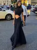 Vestido Elegante y de Moda, Color Sólido, Corte Ajustado, Capa Plisada de Cuello Semi-Alto, Nuevo Estilo de Verano para Venta al por Mayor en Europa y América