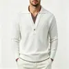Suéter tricotado falso de duas peças, suéter quente com gola virada para homens, camisa POLO de outono e inverno, suéter de lã com decote duplo em V, blusa casual para homens