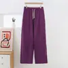 Pantalones Casuales Rectos de Bolsillo de Jacquard de Sarga Nuevos de Verano para Mujer de Algodón y Seda Finos Sueltos Simples Versátiles Largos