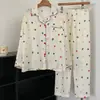 Pijama de Algodón Nube para Mujer, Cárdigan Delgado de Manga Larga para Primavera y Otoño, Estilo Dulce de Celebridad de Internet, Ropa de Casa Holgada para Chica, Se Puede Usar Afuera
