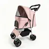 Cochecito ligero para mascotas, plegable con una sola mano, cochecito para gatos, perro, Teddy, cochecito de empuje manual, plegable pequeño para exteriores
