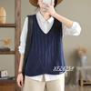 Nova Colete de Algodão Sem Mangas de Primavera Feminino Curto Tricô Camisa Top Slim Look Casual Suéter Colete Versátil Colete