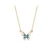 Collar Nalan S925 de plata azul con mariposa pequeña y fresca, estilo coreano, cadena corta con pegamento D7982