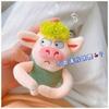 Lindo cerdo remolcador pelo verde cerdo enojado peluche muñeco bolsa colgante para niños y niñas regalo llavero divertido