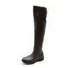 Botas de couro de salto grosso alto acima do joelho para tamanhos grandes, comércio exterior transfronteiriço europeu e americano, novas botas de moda 2023 femininas com bico redondo e salto grosso, de calçar